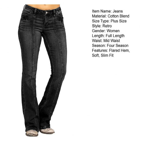 Women's Low Waist Boot Cut Jeans Slim Stretch Denim Trousers
