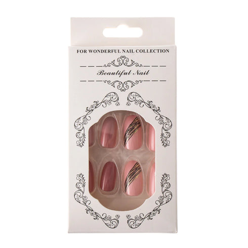 24Pcs Set Press On Almond Shaped Fake Nails with Glue - Full Cover Acrylic Nail Tips for DIY Manicure and Nail Art - Perfect for Spooky Season Nails