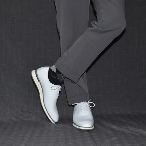 Genuine Leather White Whole-Cut Oxfords Men's Formal Dress Shoes