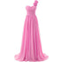 Chiffon Off-Shoulder A-Line Dress With Floral Pleats Floor-Length Corset Back Bridesmaid Dress