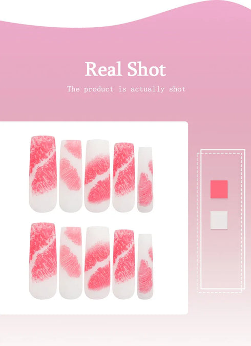 Valentine's Day Romantic False Nails Set - Frosted White Detachable Press-On Nails with Glue - Perfect for Fall Season Nails and Special Occasions