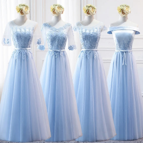 Prom Dress Elegant Floor-Length Tulle Gown With Appliques For Bridesmaid Dress Ideal For Banquet And Formal Event
