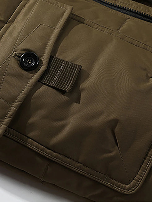 Men's Hooded Cotton-Padded Jacket with Raccoon Collar and Fleece Lining for Ultimate Winter Comfort - Casual Plus Size Outerwear for Daily Wear