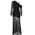 Oblique Shoulder Long Sleeve Maxi Dress for Women Elegant Patchwork Ruched Backless Slim Bodycon Dress