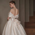 Off The Shoulder Short Sleeve Sweetheart Neck Beading Bow Satin Mermaid Wedding Dress With Detachable Train