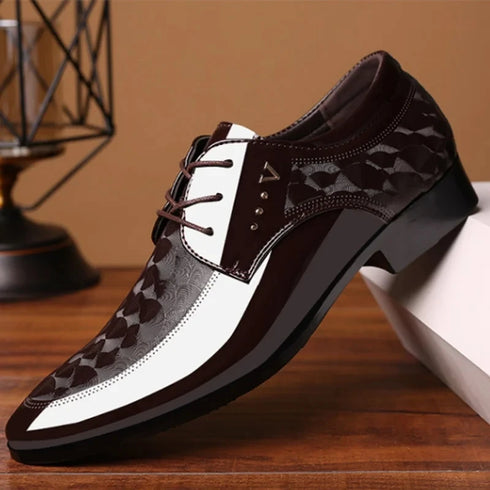 Italian Dress Shoes for Men Lace Up Point Toe Oxfords for Business Casual and Wedding Events