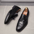 Luxury Black Low Heeled Tassels Loafers for Men Business Dress Shoes