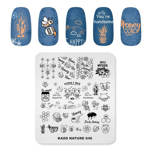 Nature-Inspired Nail Art Stamping Plate - Stainless Steel DIY Manicure Tool with Leaf and Umbrella Patterns for Stunning Nail Designs
