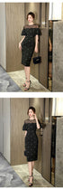 Work Style Striped Floral Formal Occasion Dress Women Clothes