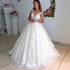 BEPEITHY Customized O Neck Ball Gown Wedding Dresses Lace Bodice Court Train Bridal Dresses