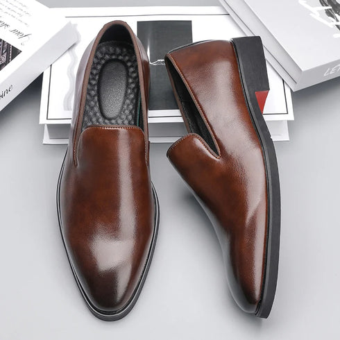 Business Formal Slip-On Leather Shoes for Men Dress Fashion Oxford Moccasins