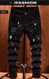 Retro Ripped Black Stretch Jeans Men's Casual Comfort Pants