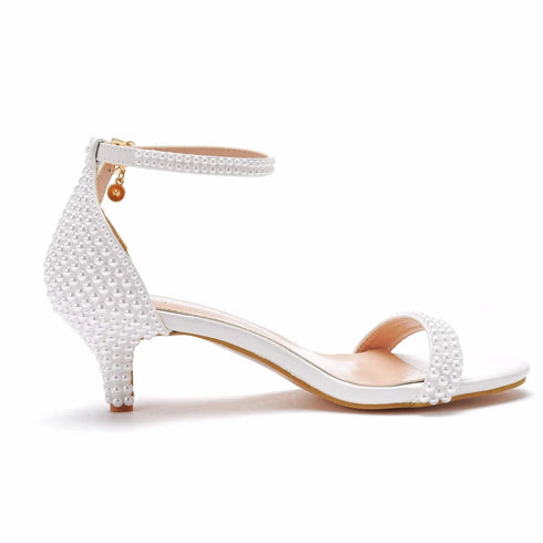 Elegant Beaded Open-Toe Sandals with Thin Heels for Weddings and Parties