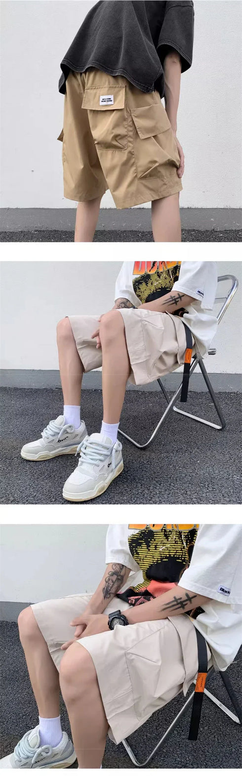Summer Men's Functional Cargo Shorts Multi-Pocket Baggy Gym Shorts Streetwear Bermuda