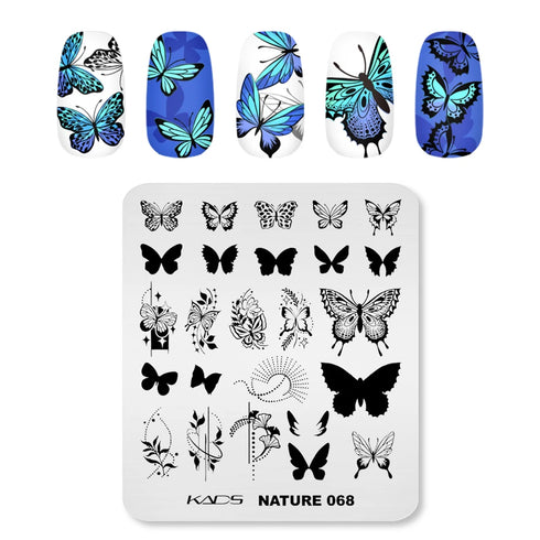 Nature-Inspired Nail Art Stamping Plate - Stainless Steel DIY Manicure Tool with Leaf and Umbrella Patterns for Stunning Nail Designs