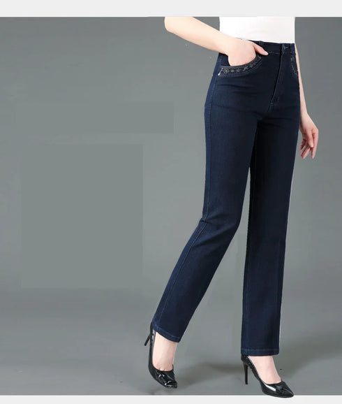 Casual Oversized 38 Mother Jeans with Embroidered Pockets - High-Waisted Loose Straight Leg Denim Trousers for Effortless Fall Outfits and Stylish Jeans Outfit Inspo