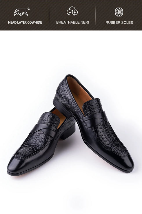 Stylish Handmade Genuine Leather Loafers for Men - Perfect for Business, Parties, and Casual Occasions - Breathable Slip-On Point Toe Design