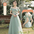 Bridesmaid Dress Elegant Tulle With Bow A Line Long Dress For Wedding Party Celebration Bridesmaid Dresses