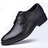 Elegant Black Leather Oxfords for Men - Formal Wedding, Party, and Office Business Shoes with Lace-Up Closure, Plus Size Available