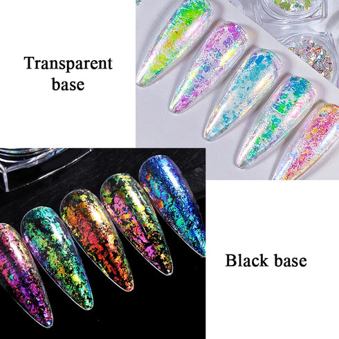 Sparkly Chameleon Nail Glitter Flakes - Irregular Gradient Sequins Powder for Gel Polish Nail Manicure Decoration and DIY Charms