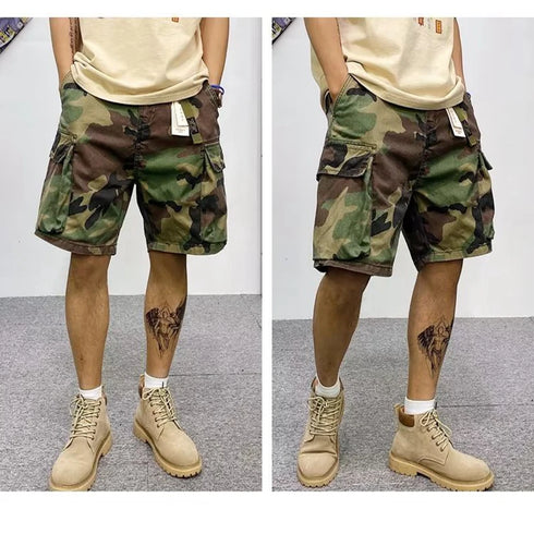 Cargo Shorts Mens Summer Cotton Army Tactical Multi-pocket Casual Shorts