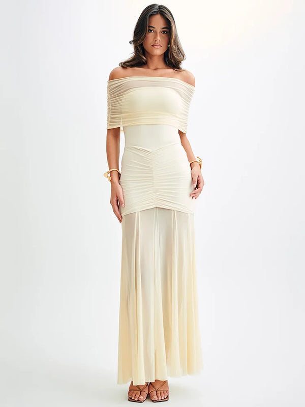 Mozision Off-shoulder Backless Sexy Maxi Dress for Women Gown