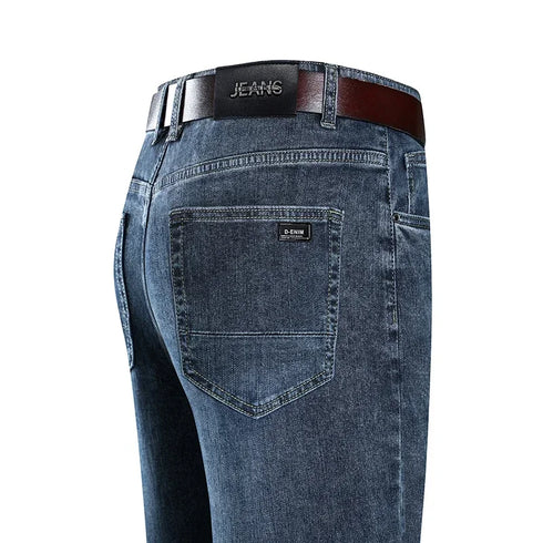 Men's High Waist Fit Straight Jeans Classic Vintage Cotton Trousers