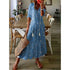 Floral Print Casual Dress for Women V Neck Half Sleeves Bohemian Holiday Beach Style