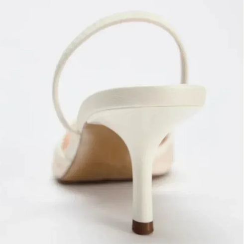 Mesh Embroidered Floral Slingback Heels Sandals For Women