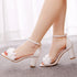 Elegant Floral Buckle Strap Heeled Sandals for Women's Wedding and Party Wear