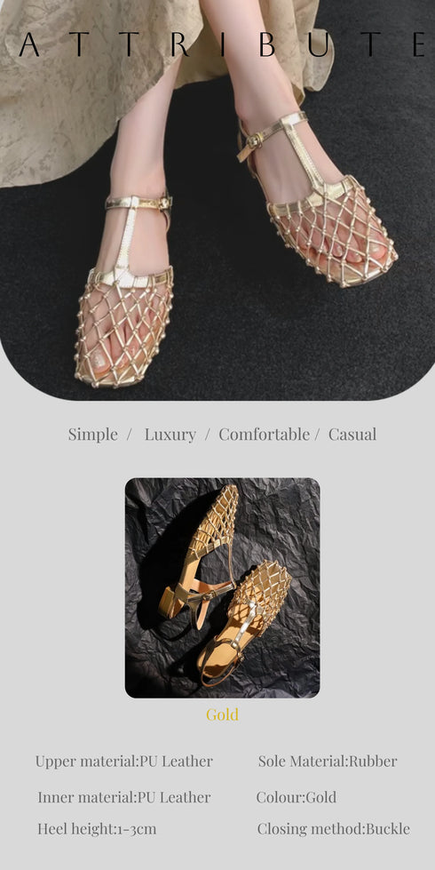 Woven Mesh Square Toe Low Heel Mules Sandals For Women