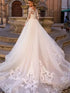 Luxury Mermaid Wedding Dresses O-neck Long Sleeve Appliques Lace Gowns