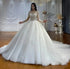 Customized Luxury Wedding Dress Illusion Neck Long Sleeves Lace Appliques Beads Bride Gowns