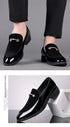 Elegant Pointed Toe Patent Leather Loafers for Men - Formal Oxford Dress Shoes Perfect for Weddings, Parties, and Office Occasions