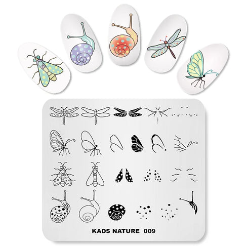 Nature-Inspired Nail Art Stamping Plate - Stainless Steel DIY Manicure Tool with Leaf and Umbrella Patterns for Stunning Nail Designs