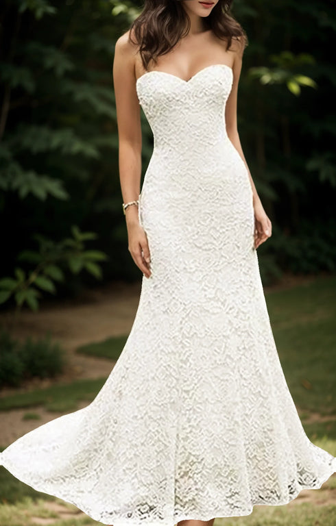 TSxuelian Sweetheart Lace Wedding Dresses Mermaid Off Shoulder Gown