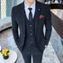 ( Jacket + Vest + Pants ) Prom Groom Tuxedos Male Wedding Suits 3Pcs Set Men's Striped Casual Business Suit