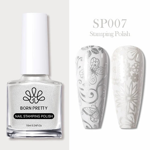 10ml Nail Stamping Polish for Stunning Metallic Mirror Effect - Gold, Silver, and Vibrant Colors for DIY Nail Art Designs