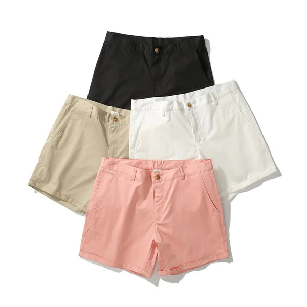 Man Shorts Summer Cotton Middle Waist Male Elastic Waist Casual Business Shorts