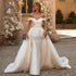 Customized Ivory Mermaid Wedding Dresses with Detachable Train and Off Shoulder 3D Flowers