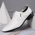 Elegant Lace-up White Leather Men's Formal Business Shoes with Pointed Toe