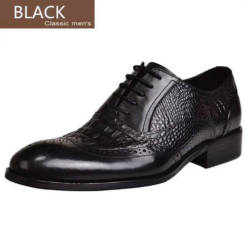 Men Casual Crocodile Leather Oxford Shoes for Office and Career