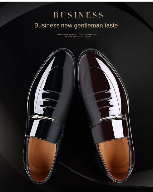 Men Patent Leather Casual Loafers Slip On Shoes for Business and Party