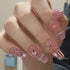 24Pcs Long Acrylic Ballet Fake Nails with Rhinestone Chain Design - Full Cover Press-On Nail Tips for Stylish Nail Art Enthusiasts
