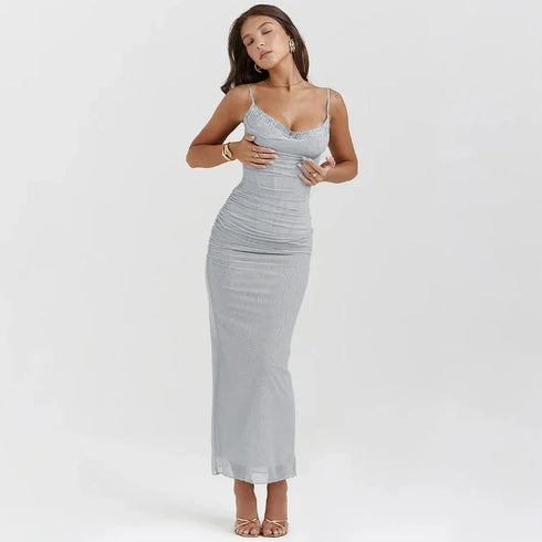 Suninheart Summer Mesh Maxi Dresses for Women Elegant Formal Dress