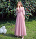 Bridesmaid Dress Elegant Tulle Ankle Length Gown With Elastic Waistband And Appliques Bridesmaid Dresses