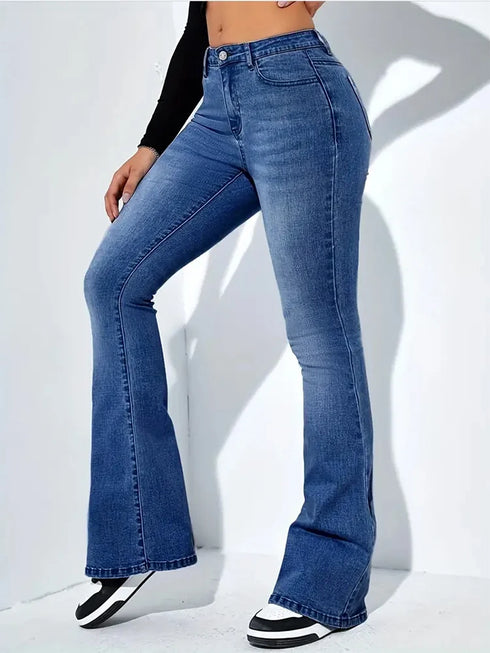 Women’s Vintage Flare Stretch Jeans - Classic High Waist Bell Bottom Denim Pants for All Season Y2K Punk Style, Perfect for Fall Outfits and Homecoming Jeans Ideas