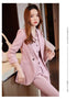 Chic Korean Fashion Women's 3-Piece Blazer Suit Set with Long Sleeve Vintage Jacket and Vest + Slim Straight Pencil Pants for Elegant Business Outfits