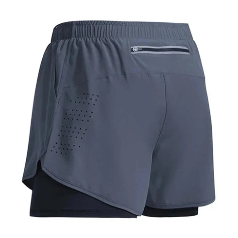Men Fitness Built-in Pocket Sports Shorts 2 In 1 Quick Dry Outdoor Running