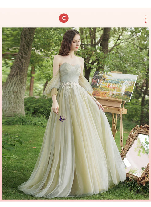 Strapless Applique Tulle Bridesmaid Dress With Floral Embellishments Evening Gown